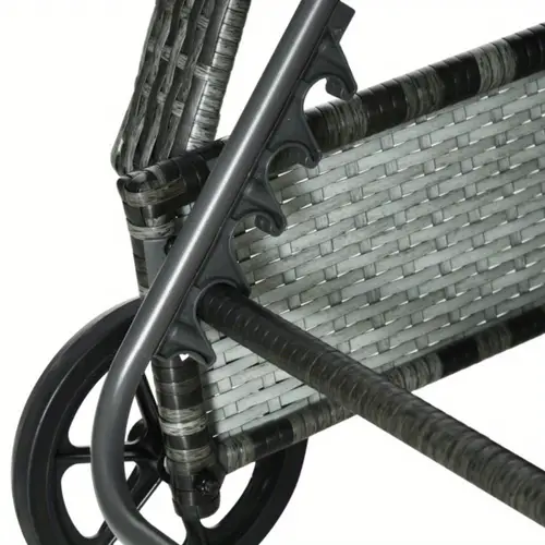 versatile and comfortable adjustable backrest pe rattan outdoor chaise lounge chair with wheels cushion headrest ideal for poolside patio garden and beach in mixed gray and charcoal gray