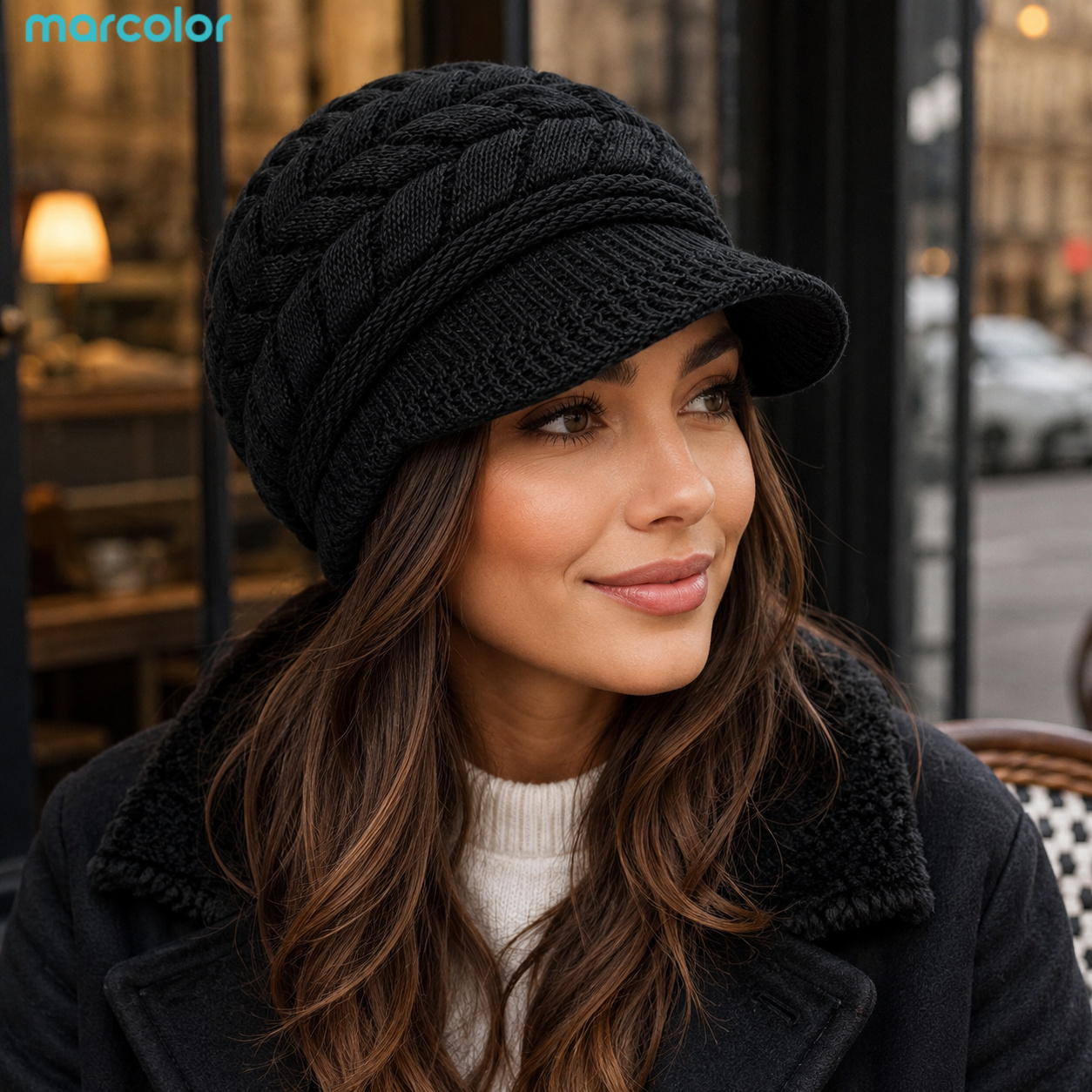 TEMU Chapeau Marcolor pour femme à bord - décontracté chaud d'automne et d'hiver - Chapeau de style vintage - Chapeau - à bord d'automne et d'hiver -