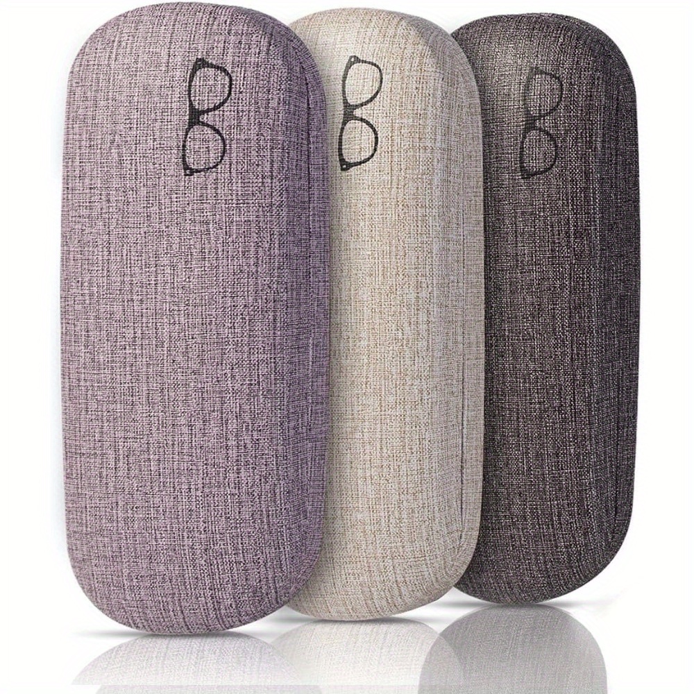 3-pack Hard Shell Eyeglasses Case Large Reading Glasses Hard Case, Fashionable Eyeglass Case - Minimalist Pattern, Myopic Glasses Case, Optical Glasses Holder.