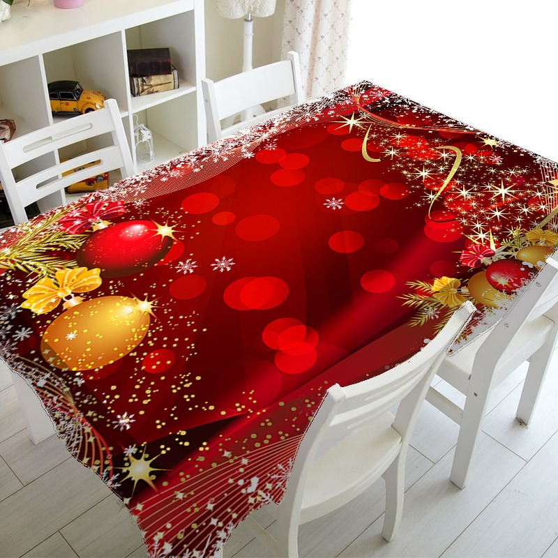 

1pc Christmas Tablecloth - Red Background , Rectangular Table , -, Decor For Christmas