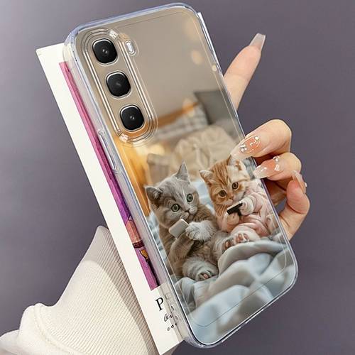 photo de l'article coque de téléphone : coque de téléphone avec chats accros au gaming, compatible avec smart 7/8 pro/9/10 plus, hot /50i/ pro, note 30/ /50 pro, spark 10/20/30c/ 1/2 2024/2025, pro, 7/8, pova 7 pro, s25/a70/a80. étui souple en tpu élégant et