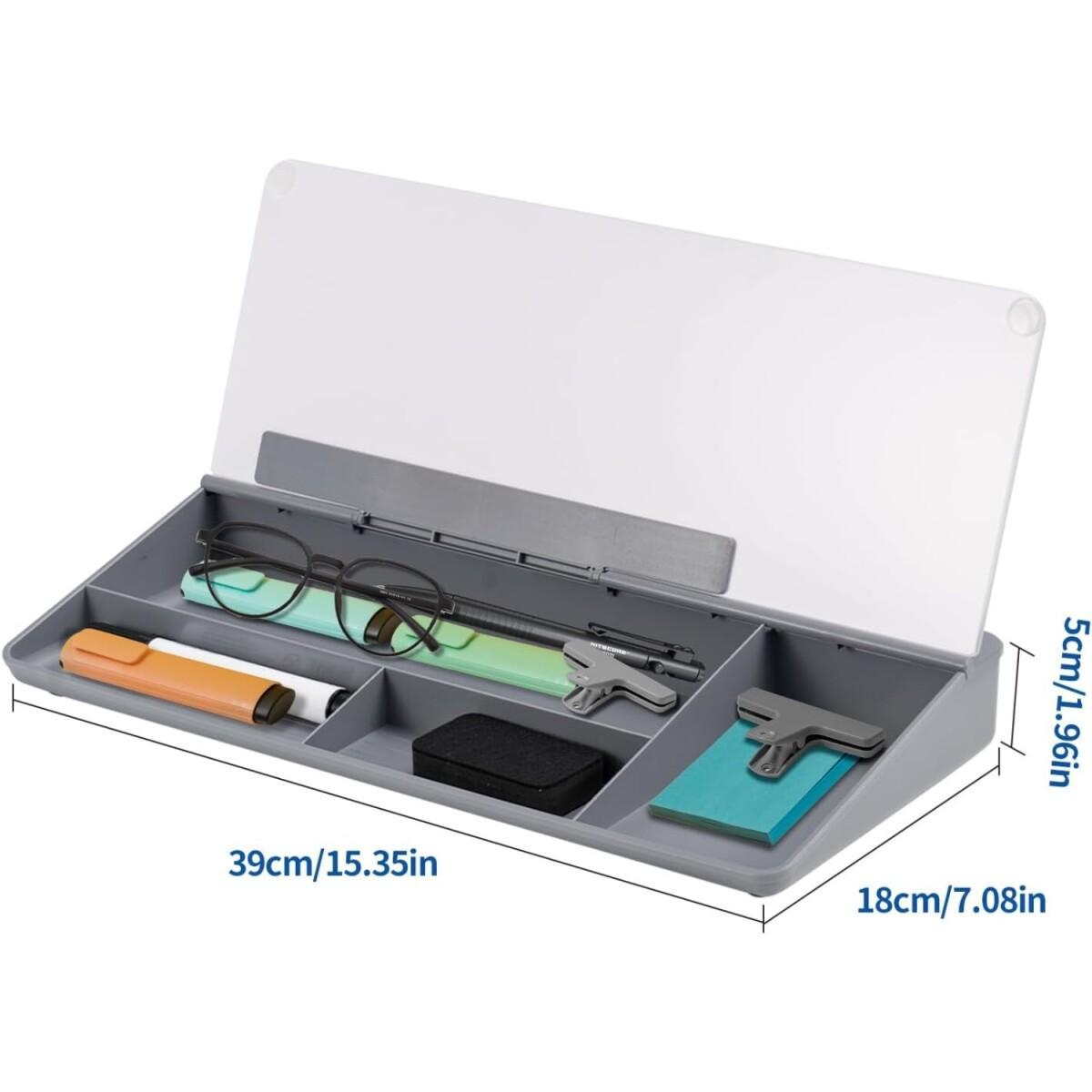 TEMU blanc multifonctionnel 1 pièce avec compartiments de rangement, porte-marqueur et d'affichage - à surface effaçable à sec en verre trempé adapté