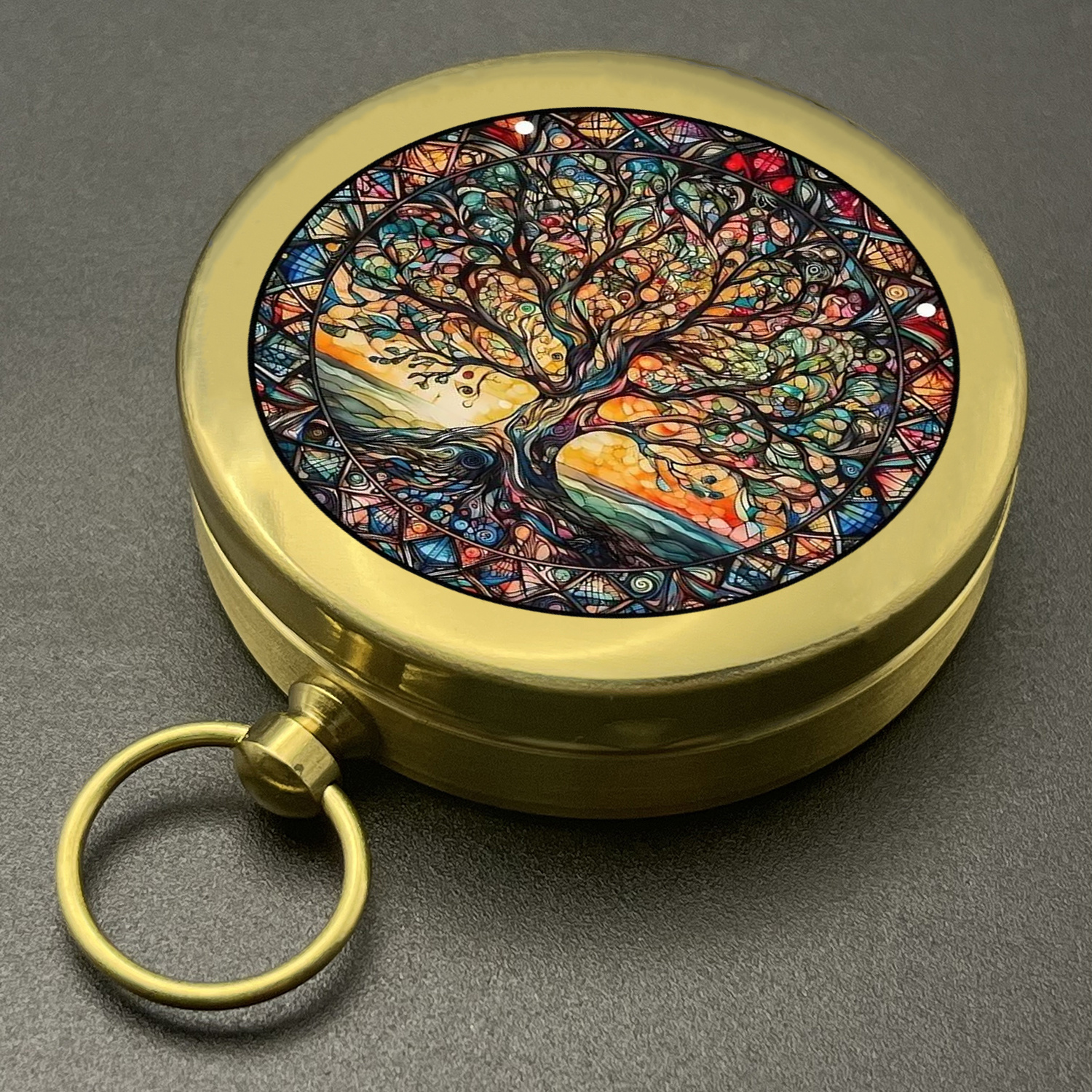 1pc, "tree Of Life"design, Car Compass, Classic Camping Compass, Portable And Durable, For Gifts