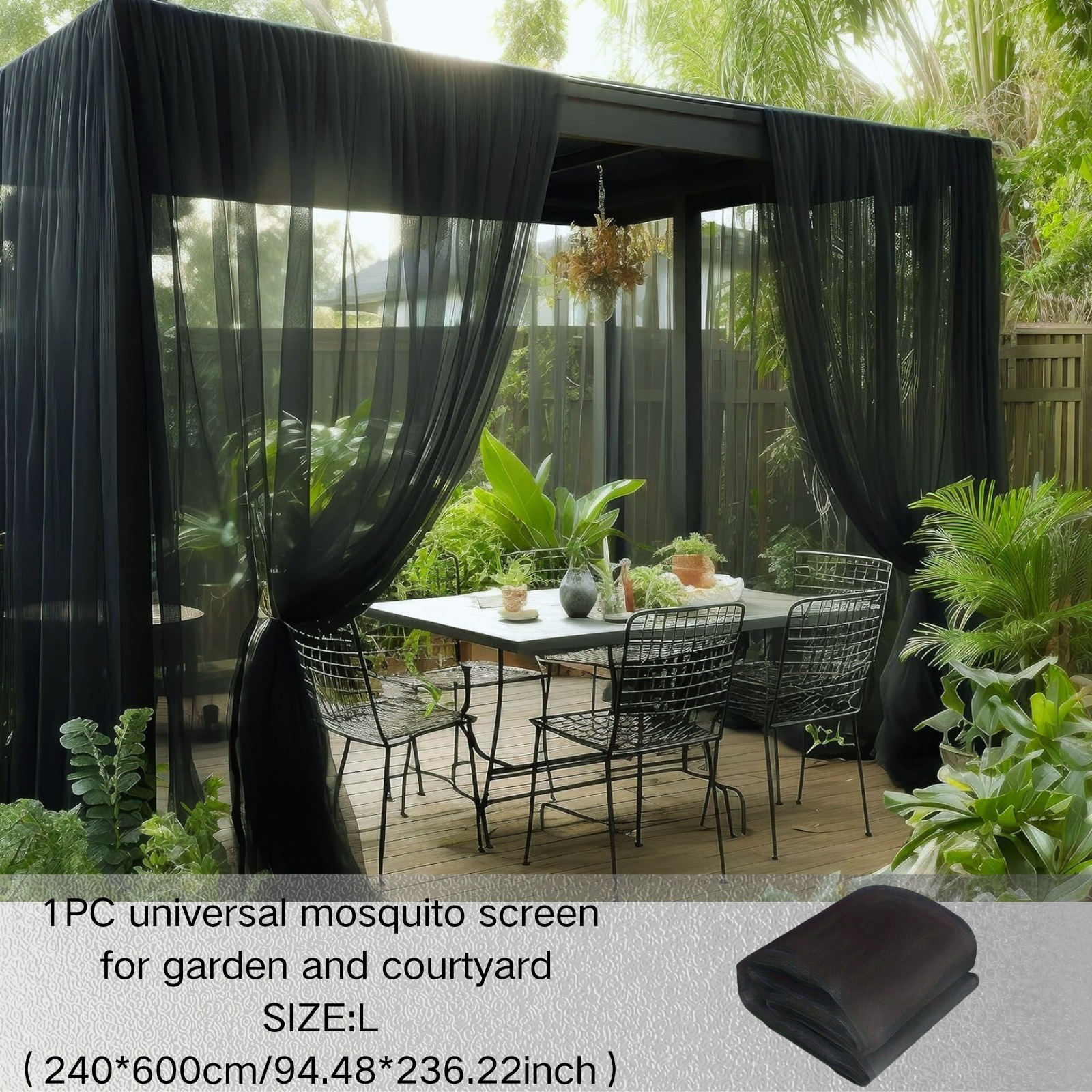 Image of 1pc Outdoor Net Screen - Thickened Dense Mesh Insect Protection For Yard Garden Balcony Window Door, Blocks Mosquitoes & Flying , Breathable Ventilation , Washable & Reusable