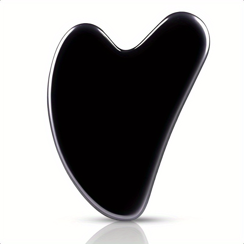 natural obsidian heart-shaped gua sha facial tool for face - ergonomic double chin & jawline sculpting, light beige tightening & , luxury gift box for women, beauty tools for face, sleek gloss , polished details 0