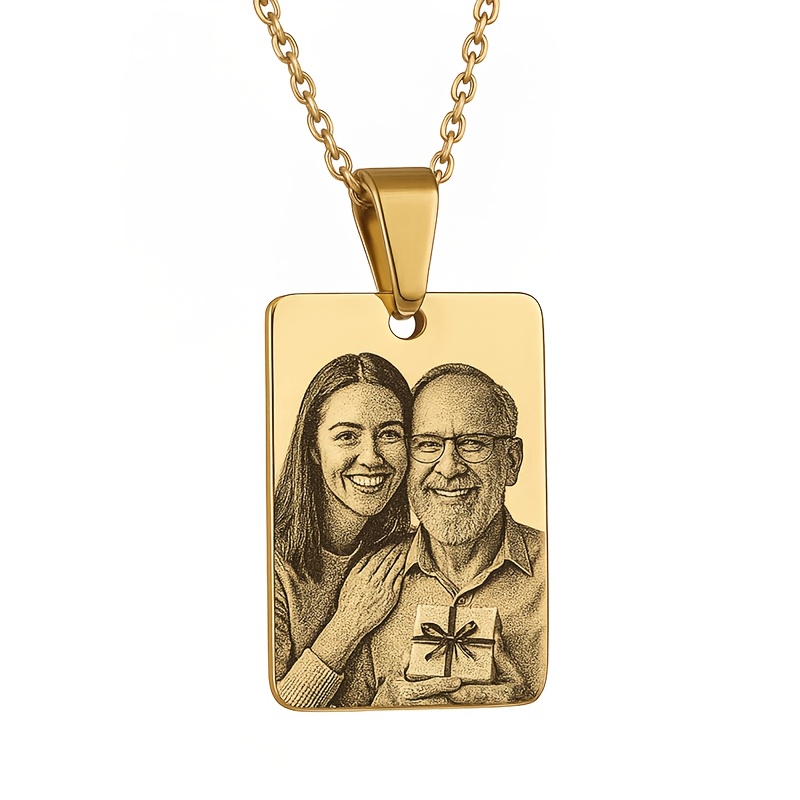 TEMU Customized Images With Personalized Laser Engraving, Unique Additions, Stainless Steel Pendant Necklaces, And Commemorative Gifts For