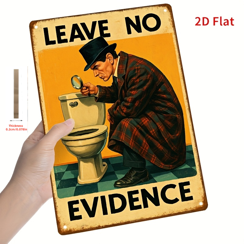 TEMU 2d Flat 1pc Fun Bathroom Decor Sign - " Left" Vintage Wooden Plaque, Toilet Decoration, Suitable For Home, Office, Cafe, Bar - Humorous Scene