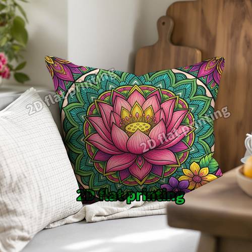 1pc 2d flat printing vibrant for lotus mandala pillowcase cushion covers 2d flat printing home and kitchen supplies bedding home decor universal covers cushion covers and accessories pillow covers summer theme for lotus flower green