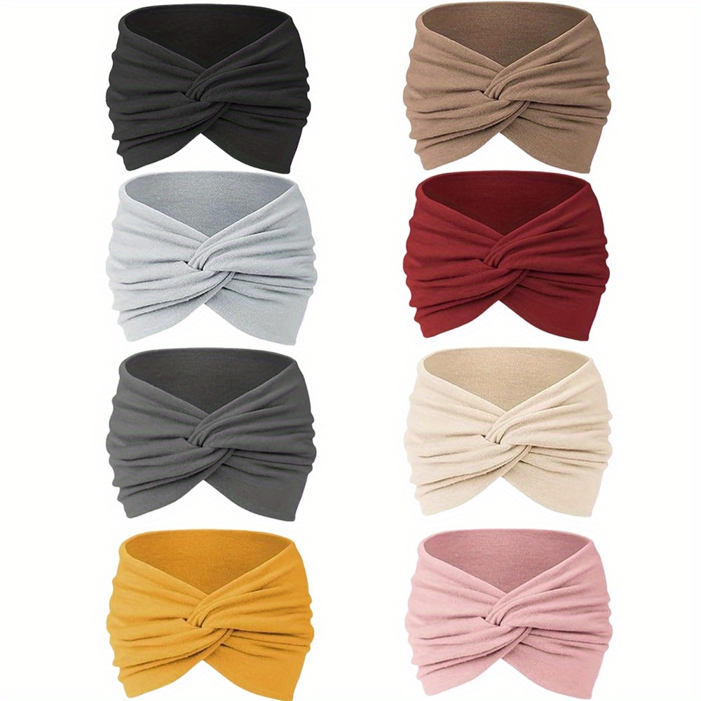 8pcs women non slip yoga headbands crisscross knot - Temu display picture 1