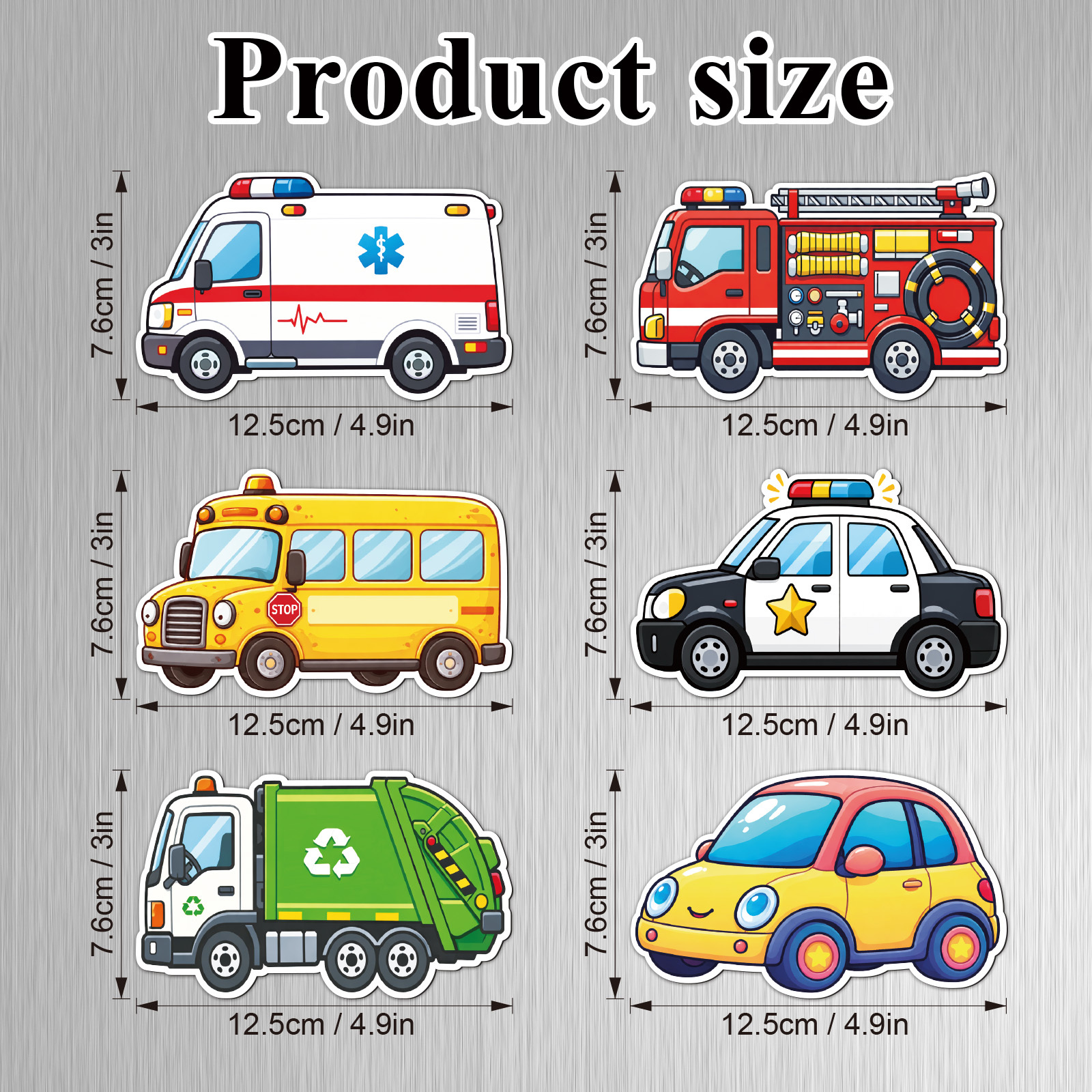 TEMU 2d Flat 6pcs Refrigerator Magnets Reusable Car Magnets Transportation-themed Cartoon Fridge Magnets Home Holiday Party Decorations Creative