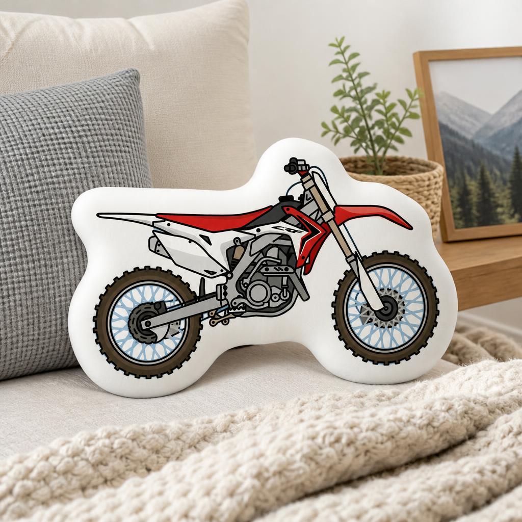 TEMU 1pc Bike 2d Flat Printing Shaped Stuffed Throw Pillow Decorative Cushion Pillow For Gift Bedroom Sofa Room Party Decor, 2d Flat