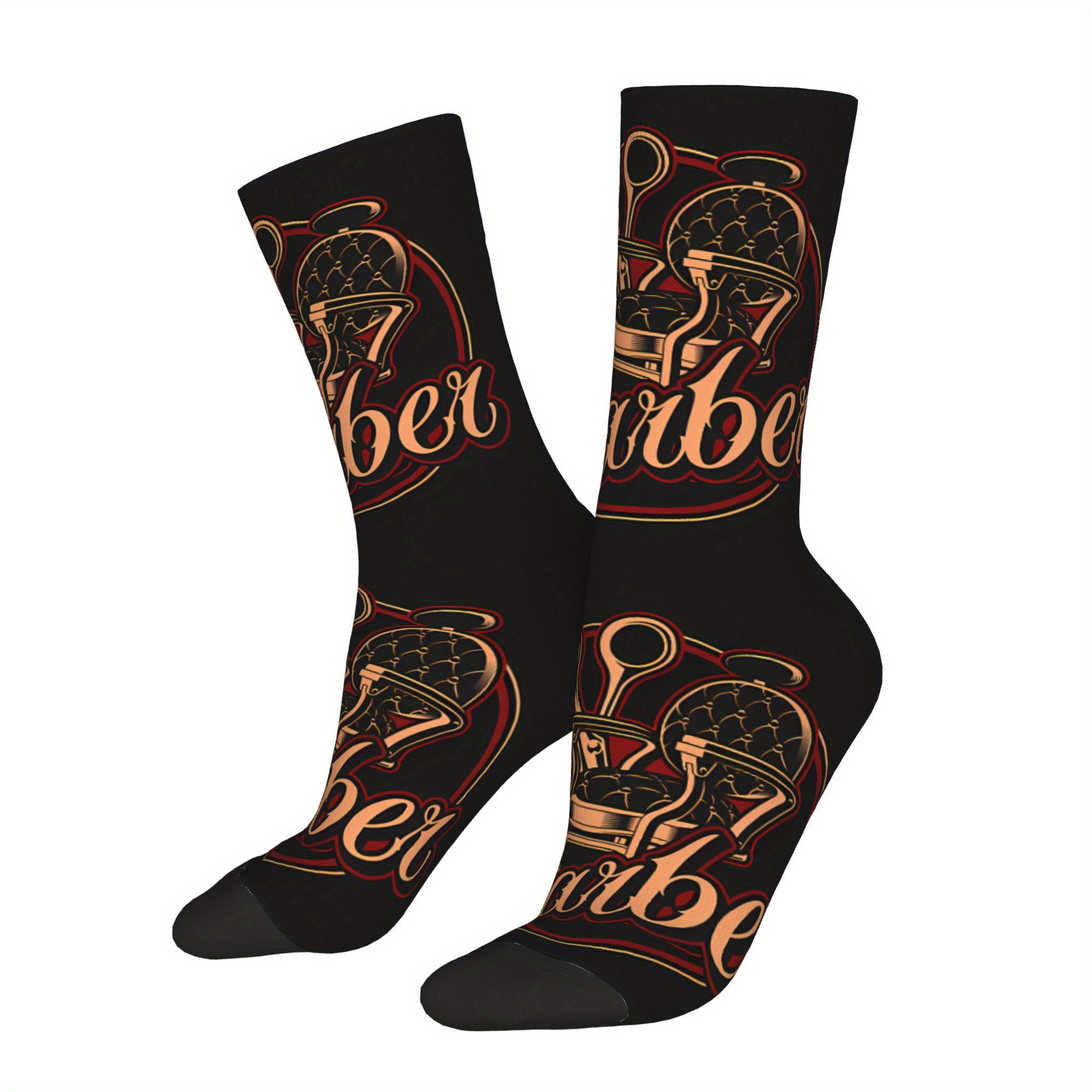 

1 Pair Themed Cool Polyester Socks, 95% Polyester 5% Elastane, Print Knit Fabric, Hand Wash/