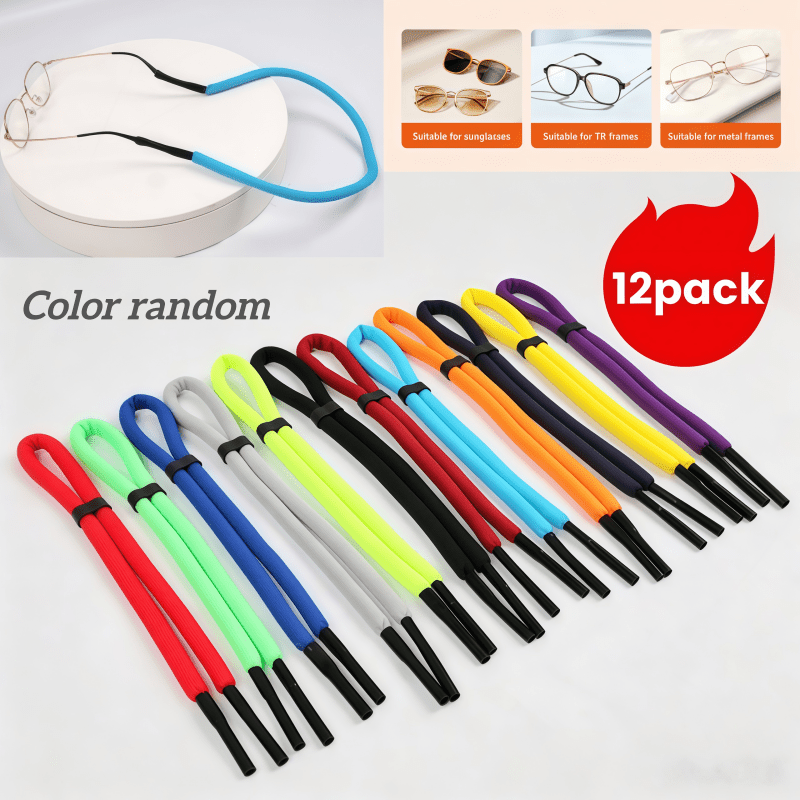 TEMU Lot de 12 cordons flottants réglables pour lunettes - Lot de 12 supports de lunettes à flottabilité, unisexe - Sangle flottante réglable pour