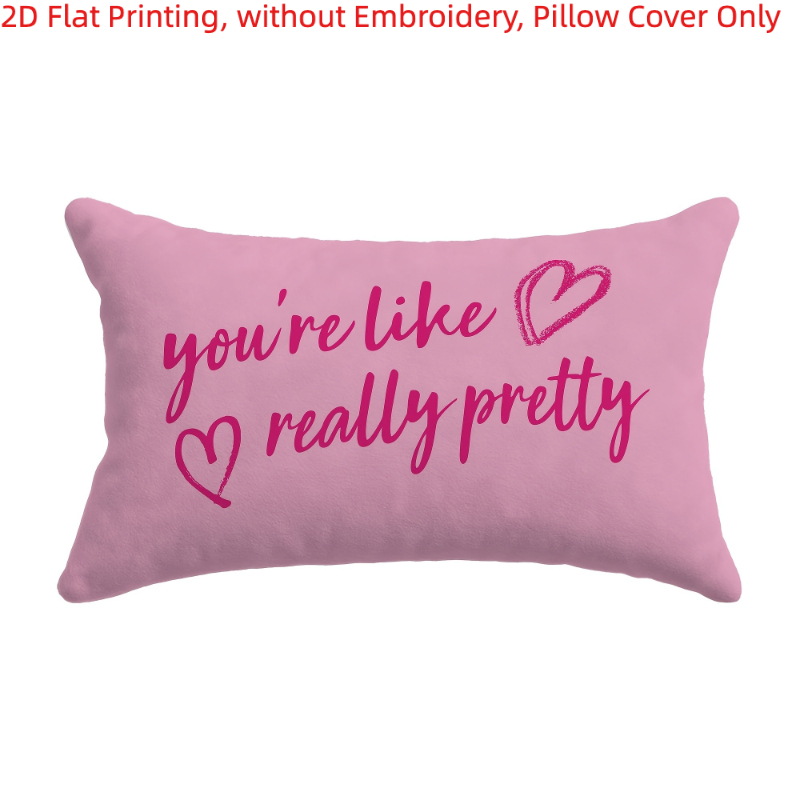 TEMU 1pc, 2d Flat Printing, Covers, Aesthetic Preppy Decor For Feminine Room, Single-sided Printing, Without Embroidery, Pillow Inserts Not Included,
