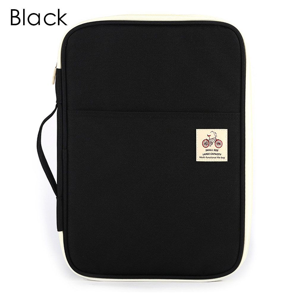 Durable Waterproof Oxford Cloth A4 Document Organizer - Multi-Function Travel Portfolio with Zipper Closure, Multiple Pockets for iPad, Passport, Cards &amp; Essentials, Beige, 350x250x30mm