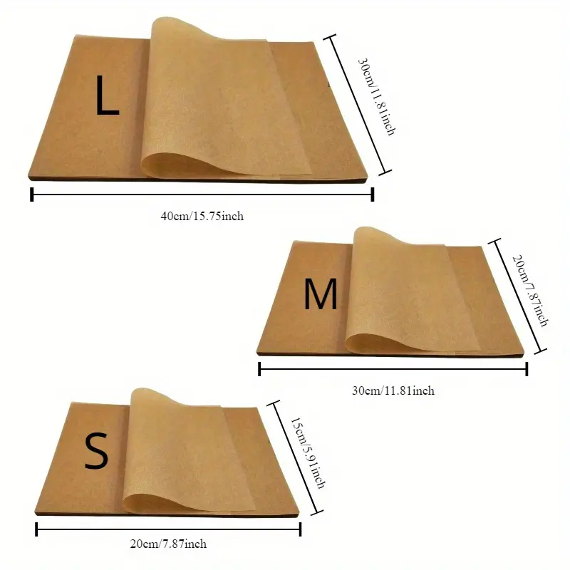200 100 50 sheets parchment paper baking sheets pre cut non stick unbleached heavy duty baking paper 8 x6 20x15cm fits half sheet pans for baking air fryer grilling steaming oven cooking kitchen essentials product Product details 0