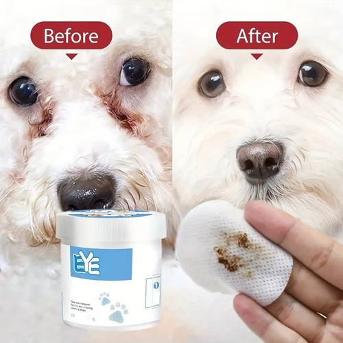 pet eye ear cleaning wipes gentle plant based formula with tear stain remover eye ear cleaner hypoallergenic independent packaging for sensitive eyes tears earwax removal suitable for all breeds including white haired dogs