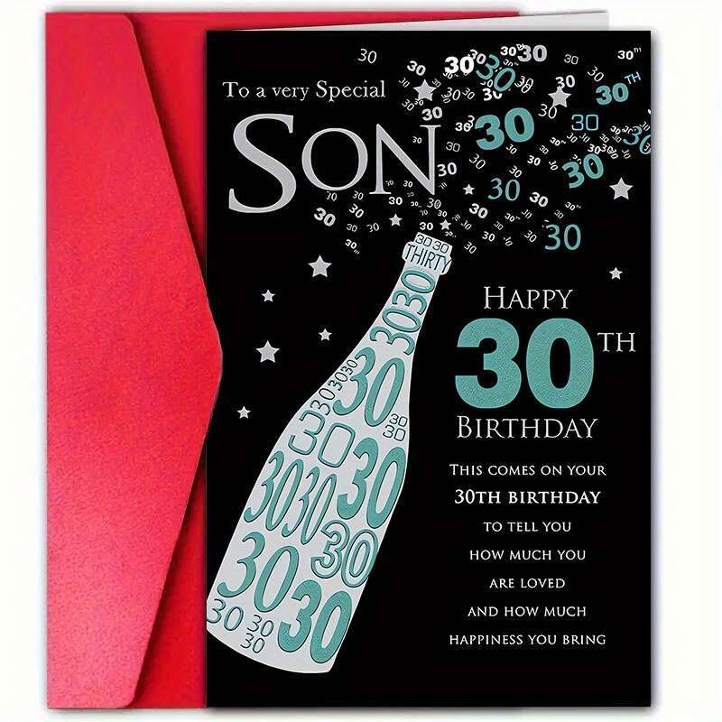 

A Birthday Card For My Son, With An Envelope Attached, Celebrating His 30th Birthday, Wishes, Expressing ' Love, Universal Birthday Wishes - Happy 30th Birthday