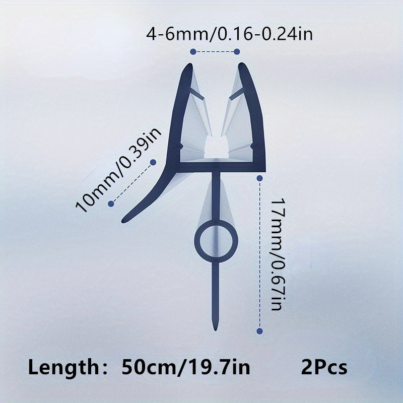 2 Pack 19.69 Inch Pvc Shower Glass Door Seals - Frameless Bathroom Glass Door Seals, Shower Door Sweep Strips, Left Weatherstripping, Suitable For 4-6mm Glass, Universal Bathroom Additions