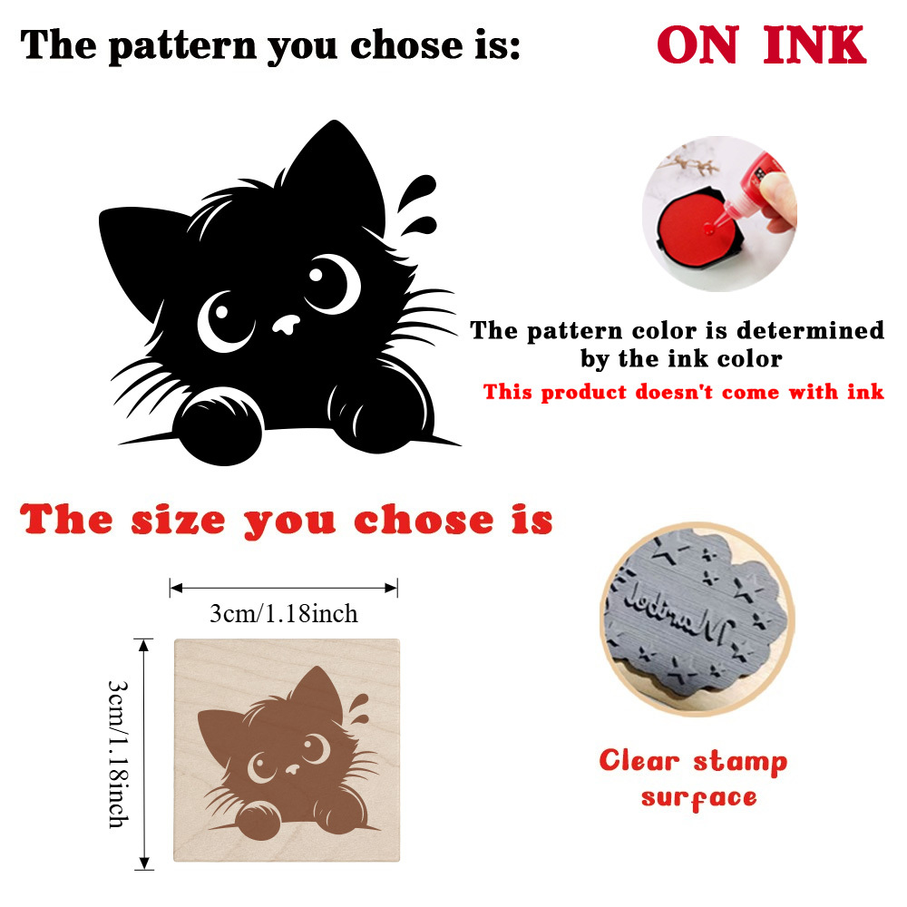Fashion Tilted Head Kitten Wooden Rubber Stamp