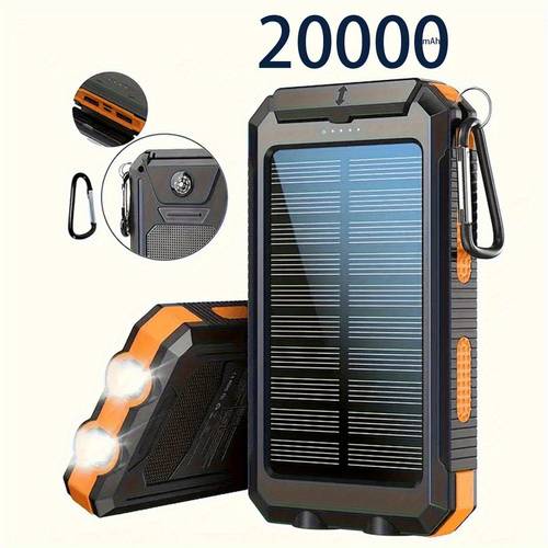 solar power bank 20000mah capacity portable charger mobile power dual 5v usb port output with led flashlight 10000mah 20000mah compass backup battery pack for mobile phones mobile devices outdoor and camping for the holidays