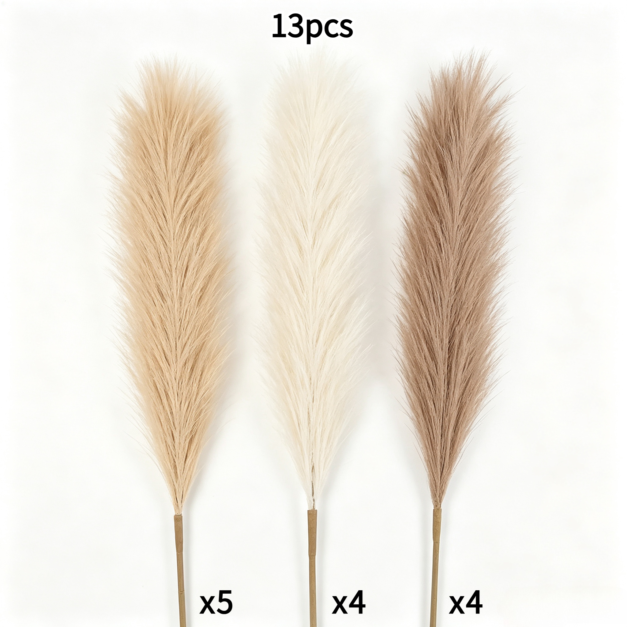 TEMU 13-pack Artificial Pampas Grass, Highly Realistic Fluffy Grass Texture, Large-sized Fake Pampas Grass Stems With Touch | Ideal For Filling Floor