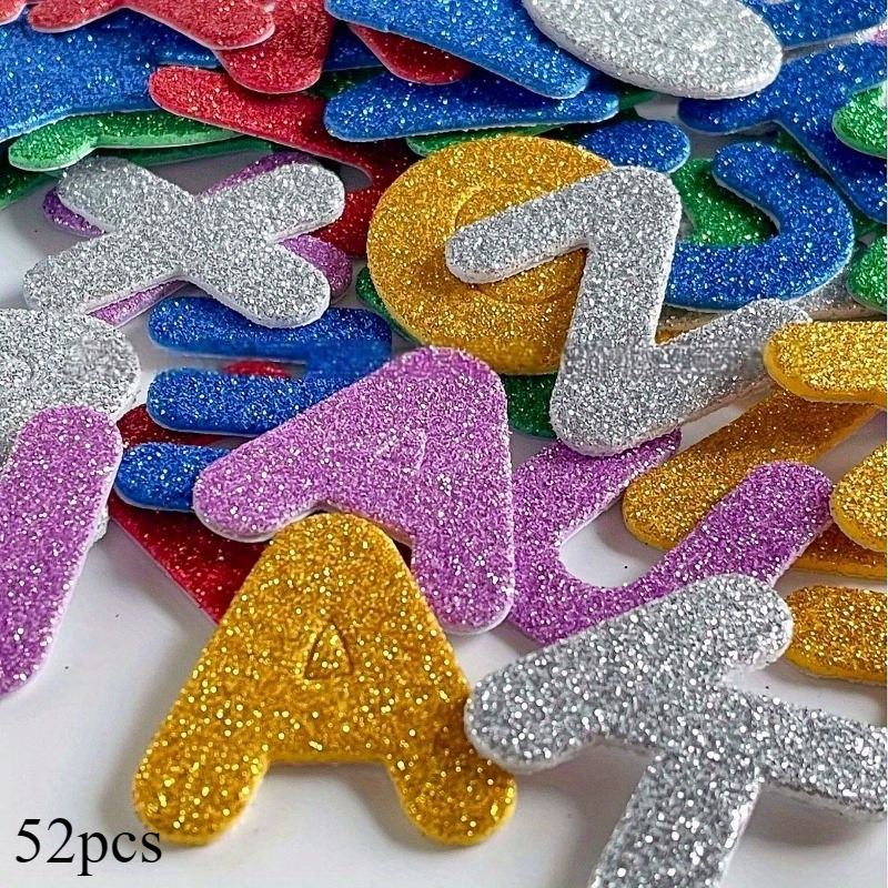 Image of 52 Glossy Alphabet Stickers, Self-adhesive Foam Letters, And , Plastic, Irregular Shape, Disposable, Suitable For Scrapbooking, Wall Decoration And Party Decoration