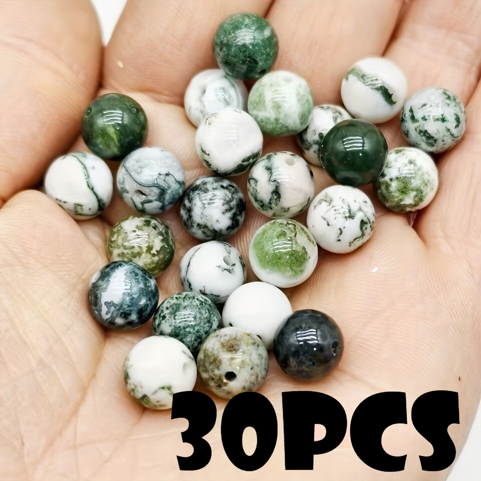TEMU Jewelry Making With 8mm Tree Agate Pine Beads, Natural Stone Round Beads And Tree Ring Patterns. Purchase Handmade Beaded Products Such As
