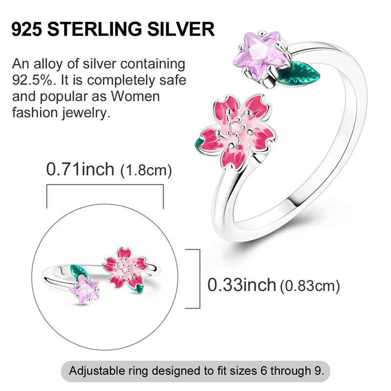 925 Sterling Silver Rotating Cherry Blossom Ring, Elegant Gift