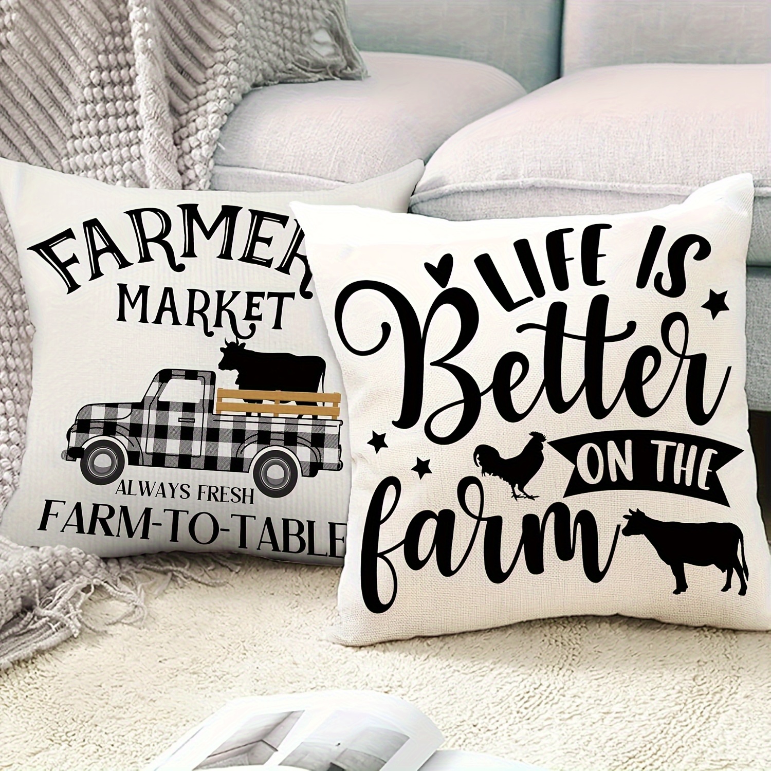 four black and   style pillowcase set soft pillowcases double sided print size 18inchx18inch inch suitable for home decoration living room sofa car and bedroom outdoor courtyard alan artificial gemstone Product details 2