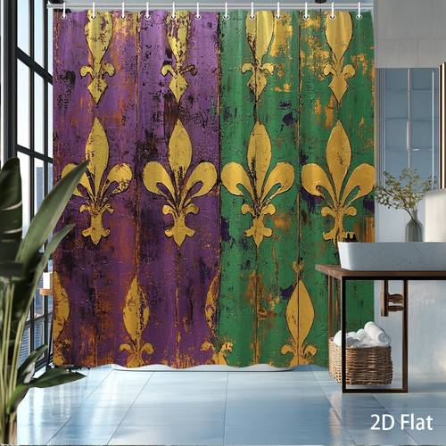 2d flat 2d flat 1 2d curtain featuring a pattern in purple green and golden this vintage design adds to home decor bathroom additions with sizes in 59x70 8 inches 70 8x70 8 inches