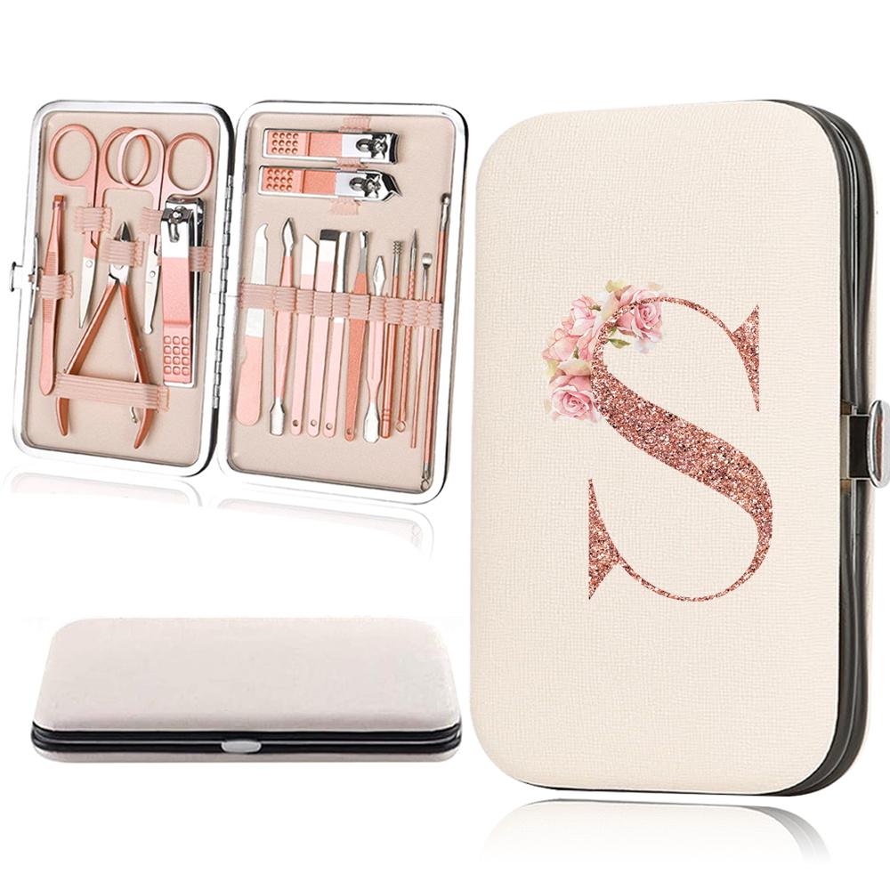 18pcs Rose Golden Nail Studio Set with Portable Storage Box