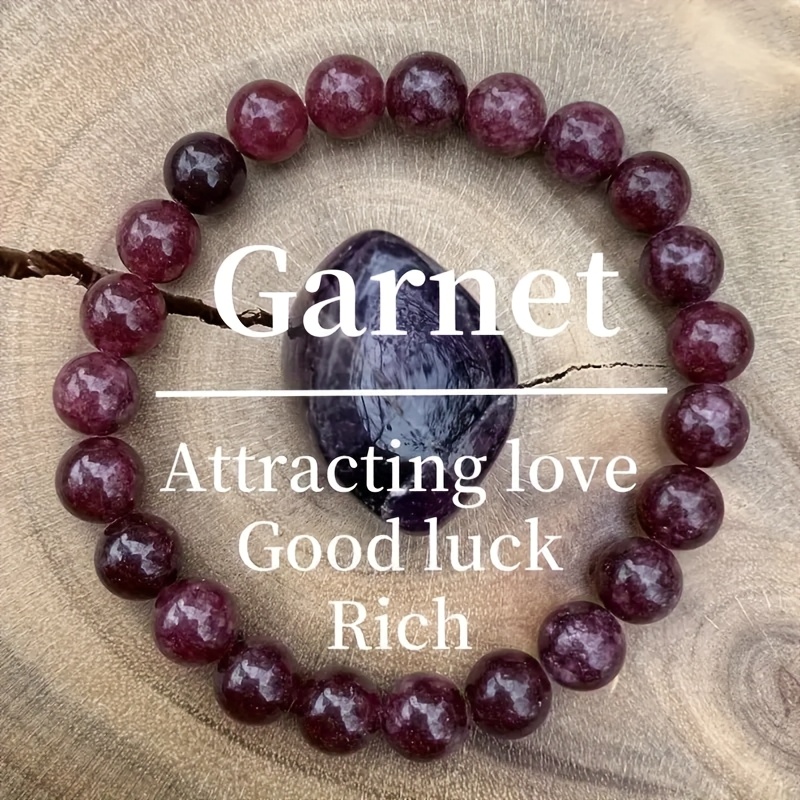 Natural Garnet Bracelet For- 8mm Genuine Garnet Gemstone Beads, Bohemian& Vintage, /purple Stone, Beads For Good Luck, Love& , Wear, /