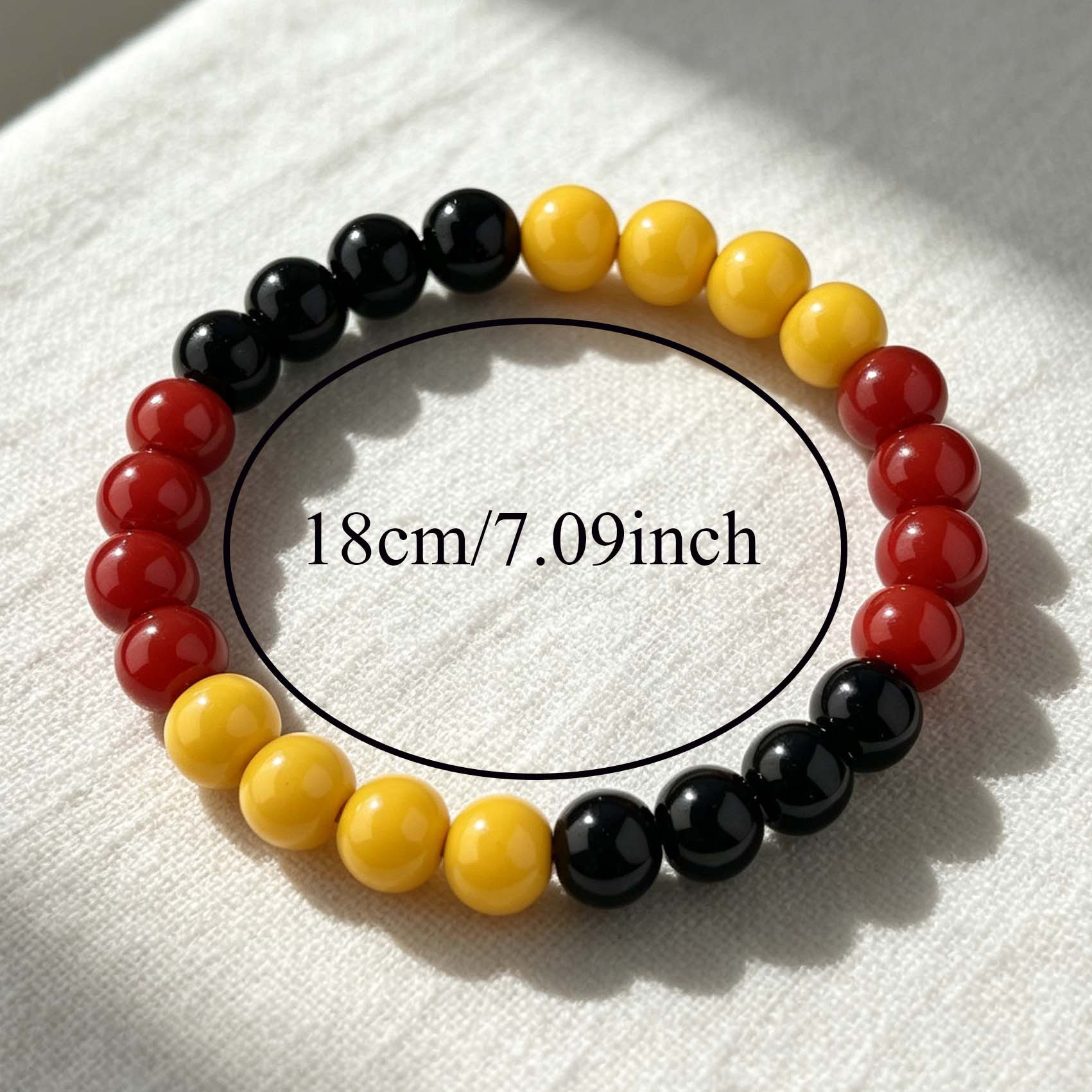 TEMU 1pc Red Tricolor Handmade Bracelet Unisex