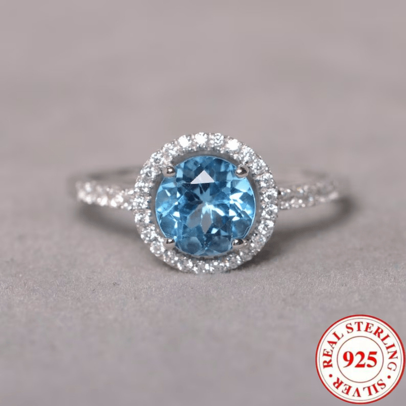 925 Sterling Silver Round Geometric Women's Ring for Party Engagement Gift