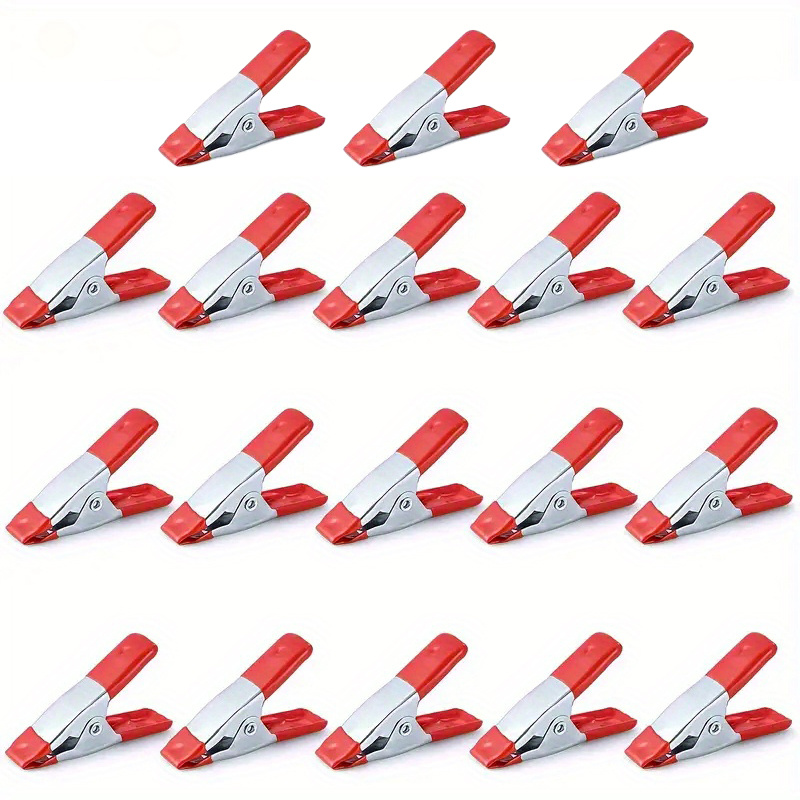 Image of 18/25 2in Metal Spring Clamps Clips, Red Heavy Duty Tipped Grip Holder Rubber Coated, Wood Clamps For Tarpaulin, Camping, Woodworking, Model Making Tool