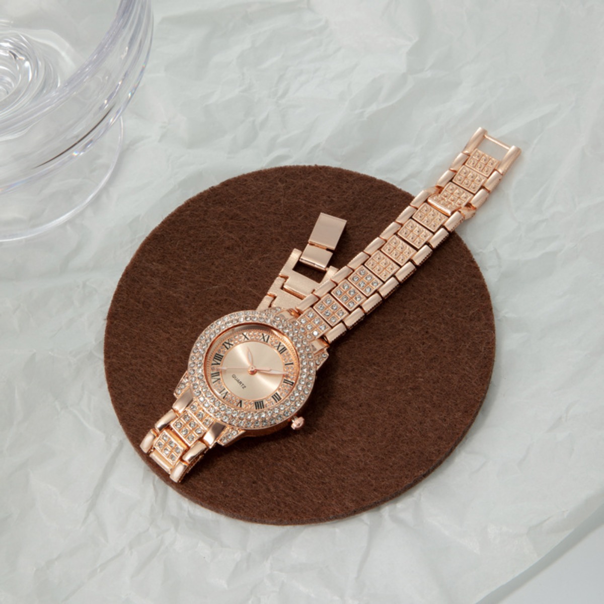 6pcs Set Women's Quartz Watch Collection - Stainless Steel Rhinestone-Accented Minimalist Round Analog Watches, Glamorous Everyday Jewelry Watches Set for Birthdays//Weddings - Ideal Gift for & Women (Compatible with)