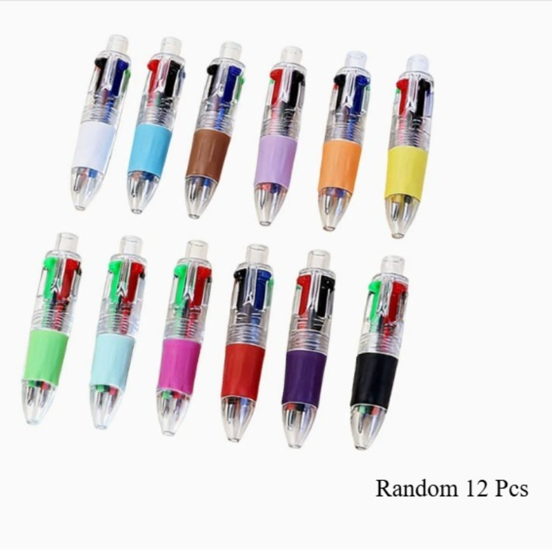 Image of Random 12pcs Set Of Cute Mini 4-color Ballpoint Pens, Mini Click Pens, Colorful Journaling Pens, Essential Marking Tools For Study And Office Use