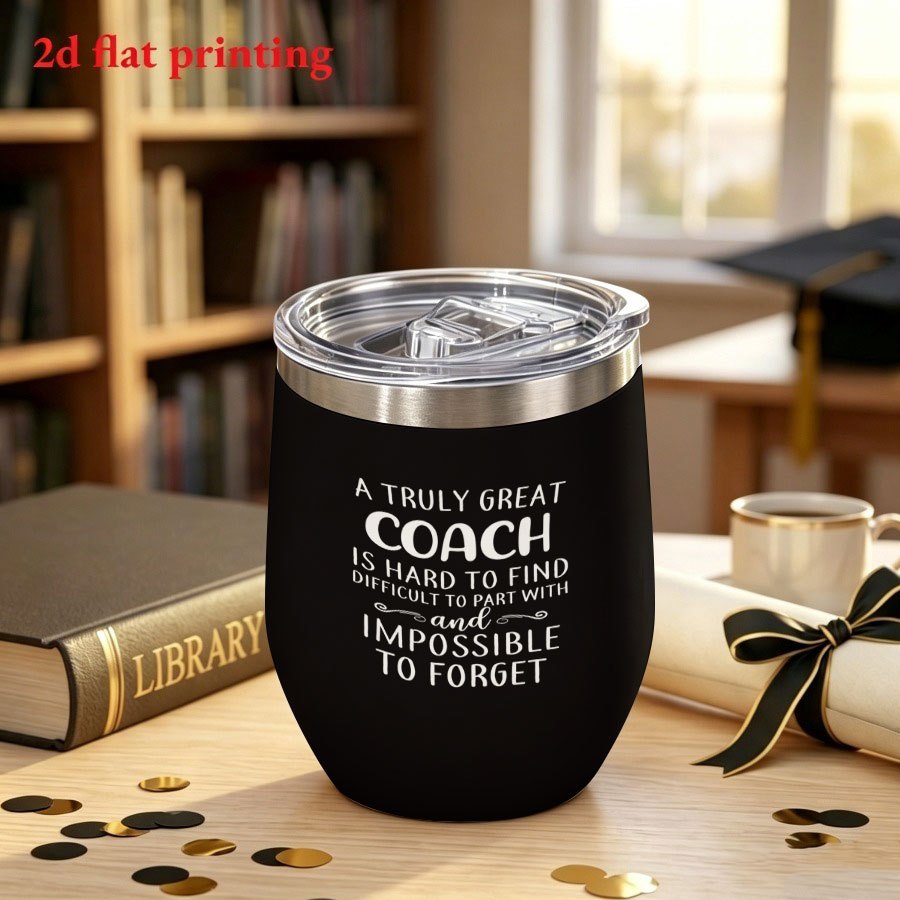TEMU 1pc 12oz, 2d Patternedinsulated Water Cup With Slide Push Lid 2 White Text Designs On Black Backgrounds Praise Great With . Lightweight, Sturdy