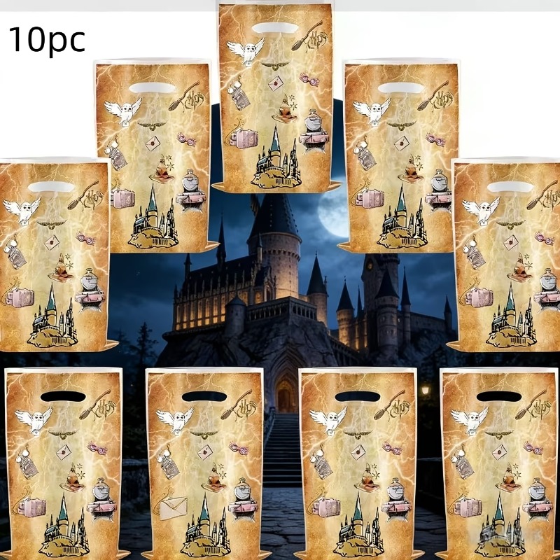 TEMU Gift For Her/him Warner 10 Harry Potter Themed Party Gift Bags, Wizard Storage Bags, Birthday Gift Bags, Halloween Party Decorations, Suitable