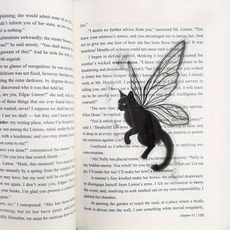 TEMU 1pc Whimsical & Black Cat Acrylic Bookmark - 2d Transparent Reading Mark With Vibrant Design, Ideal For Fiction & Non-fiction Books, Book
