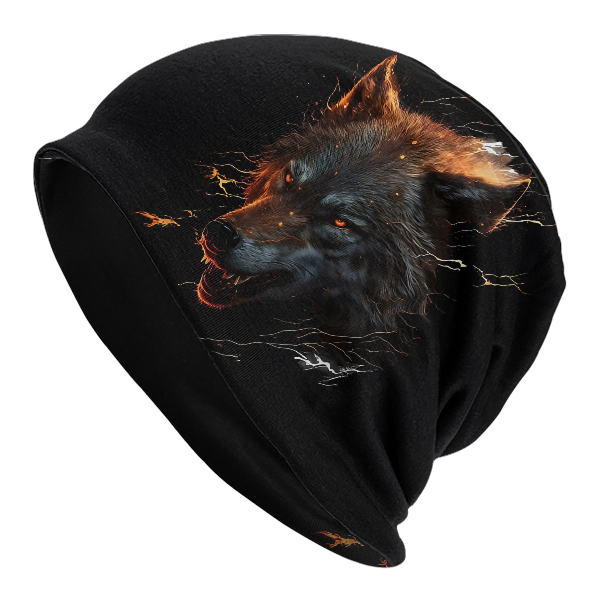 TEMU Beautiful Wolf Skull Unisex Hip Hop Beanie Hat