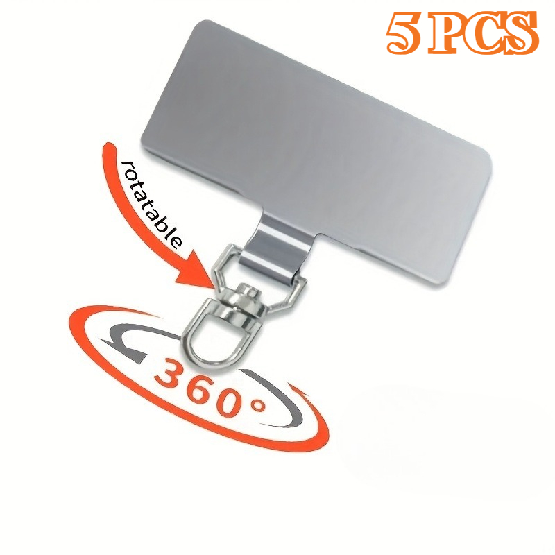 Image of 5pcs 360° Rotating Stainless Steel Phone Lanyard Attachment, Ultra-thin Metal Clip, Secure Wrist Strap Tether Additions, Universal Size, Compatible With Phone Case, Phone Additions