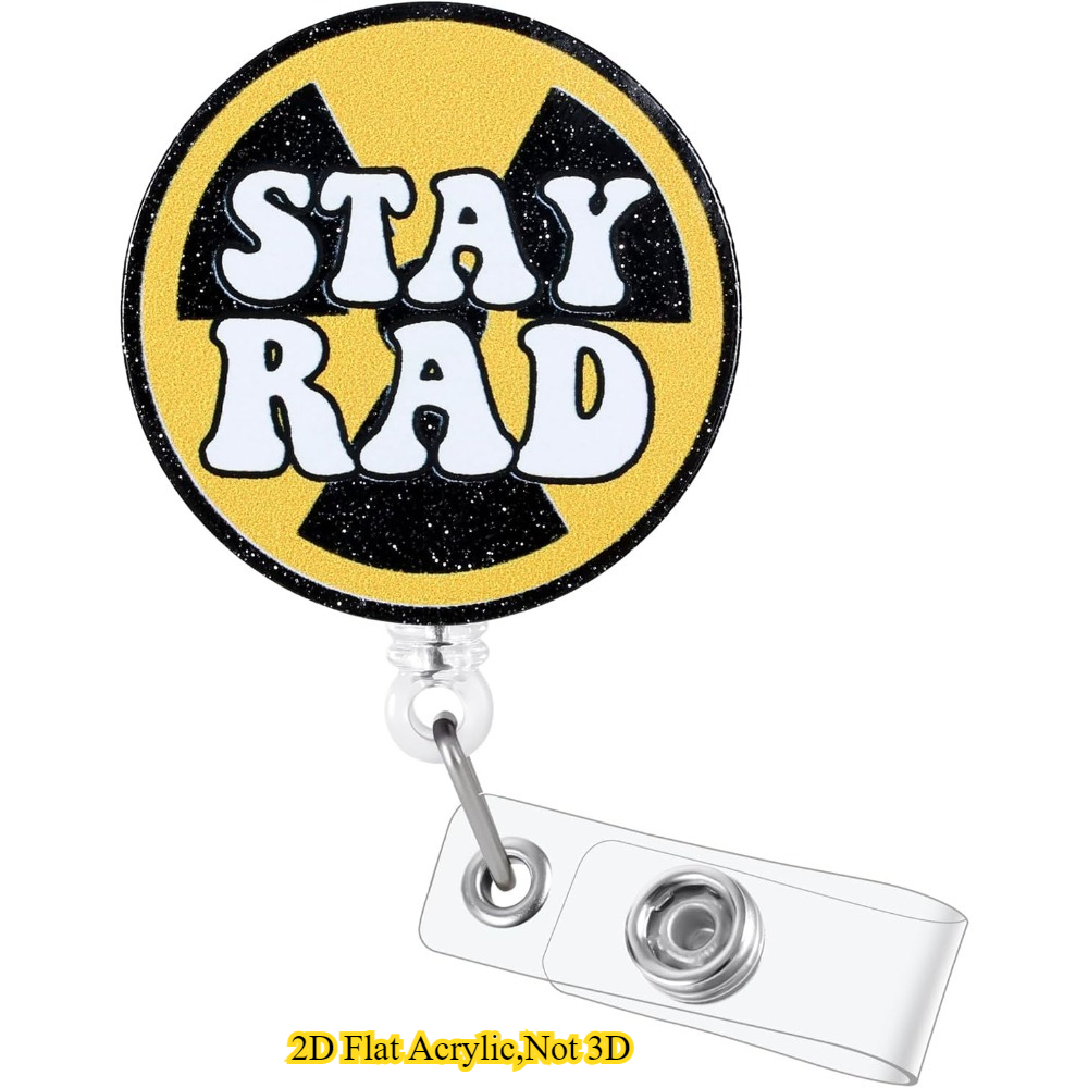 TEMU 2d Acrylic Single Sheet Humorous Badge Reel, A Fun Retractable Id Holder Suitable For Radiologic Technologists, Rt Nurses, And Radiation