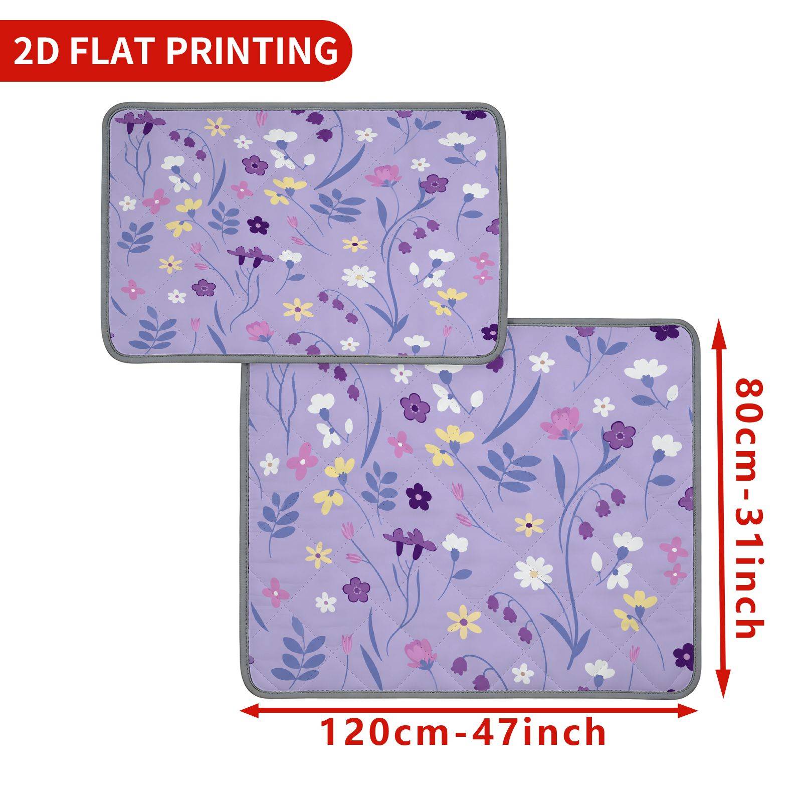 TEMU 1pc Purple Floral Pattern Pet Mat Washable Reusable, Floral Theme, Pet Training Pad Indoor Pet Mat Durable Easy Clean Furniture Protector Sofa