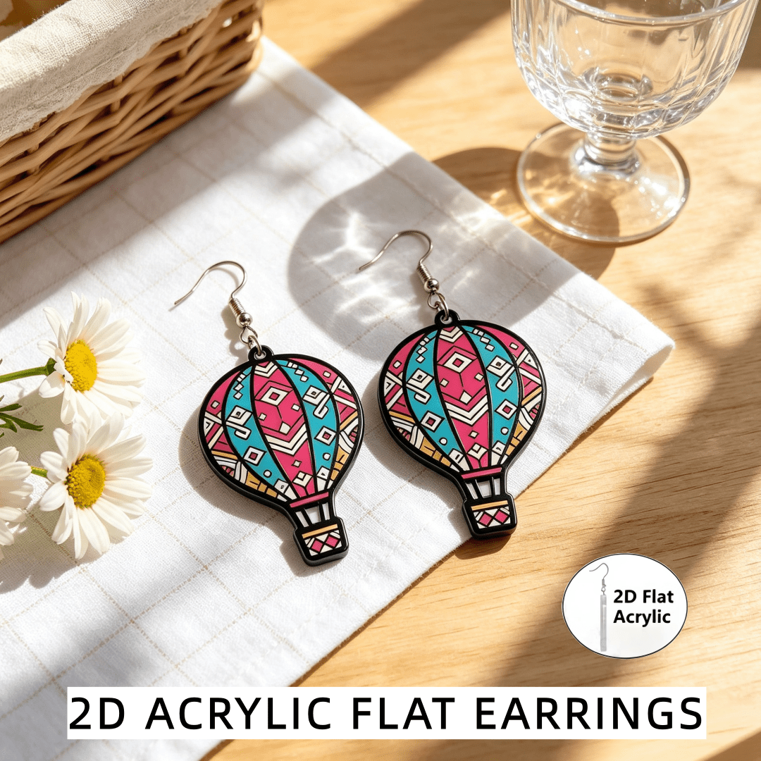 Bohemian Hot Air Balloon Dangle Earrings, Lightweight