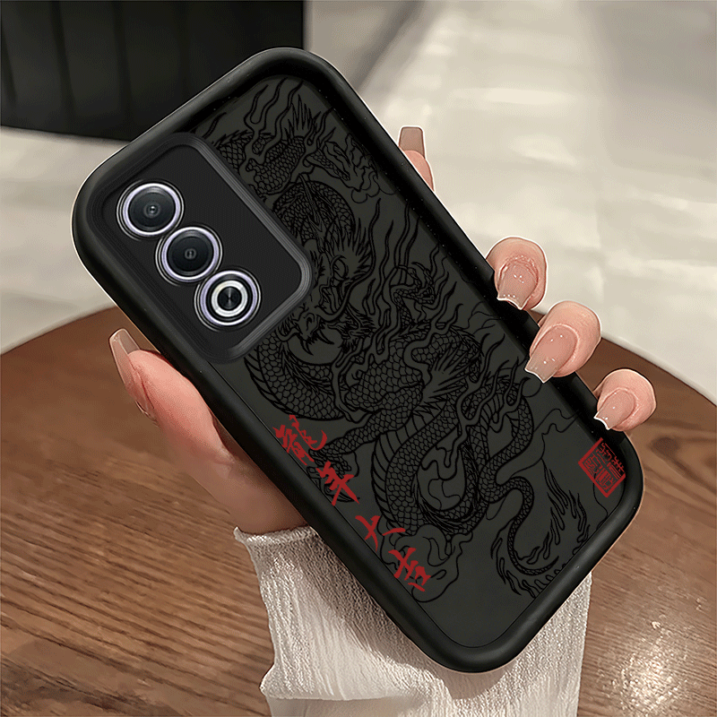 TEMU Phone Case: Dragon Chinese Calligraphy Design Of Black And White Phone Case, Made From Soft Tpu Material, Offering High Quality And Protection,