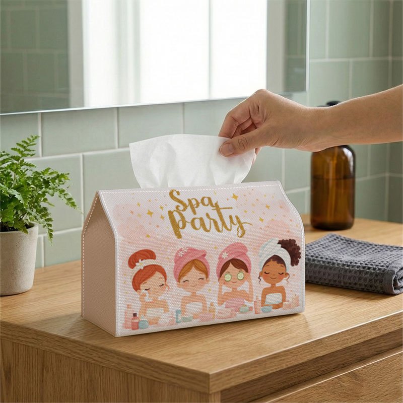 TEMU 1pc Cartoon Modern Tissue Box Multifunctional, Girl Spa Party Cute Illustration Suitable Home, Parties, And Car Decoration. This Decorative