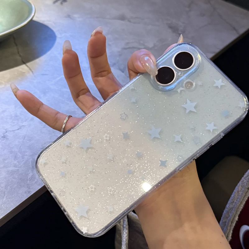 Ovitek za telefon: Moden preprost prozoren ovitek z modrimi zvezdami, primeren za for Samsung for Galaxy A26 A56 A15 A06 A16 A05s A14 A05 A03s