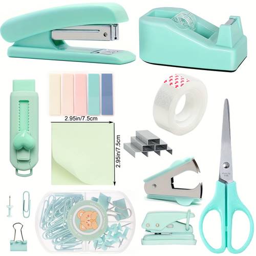 multi functional 13pcs stationery set pink purple suitable for students classrooms school and office workers desks
